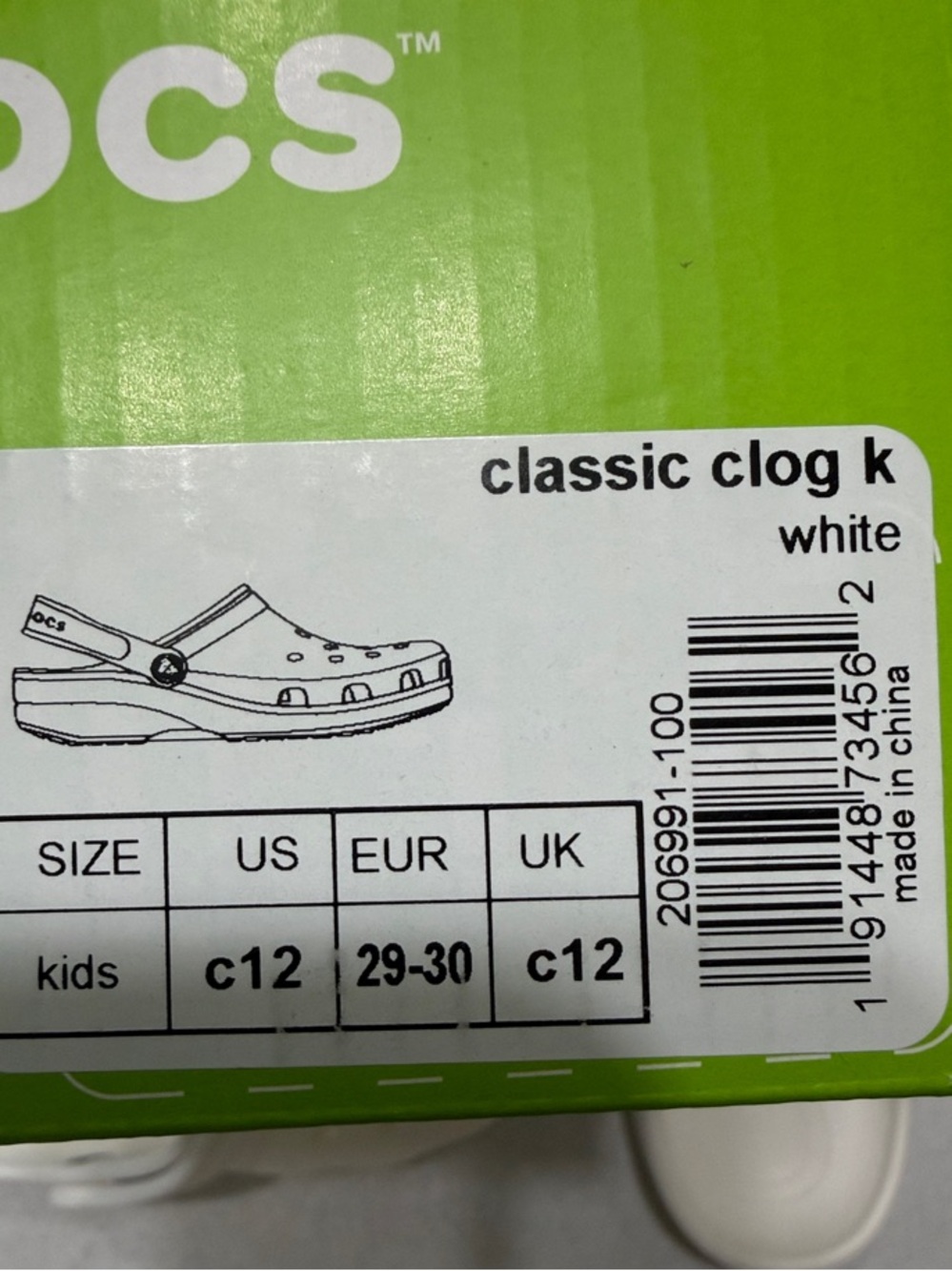 CROCS Kids Classic Clog - White - Picture 3 of 5